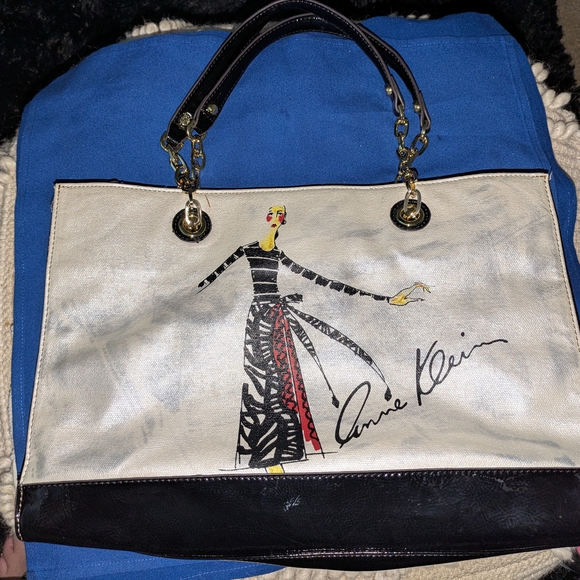 Anne Klein White and Black Women's Tote Bag - Picture 2 of 14